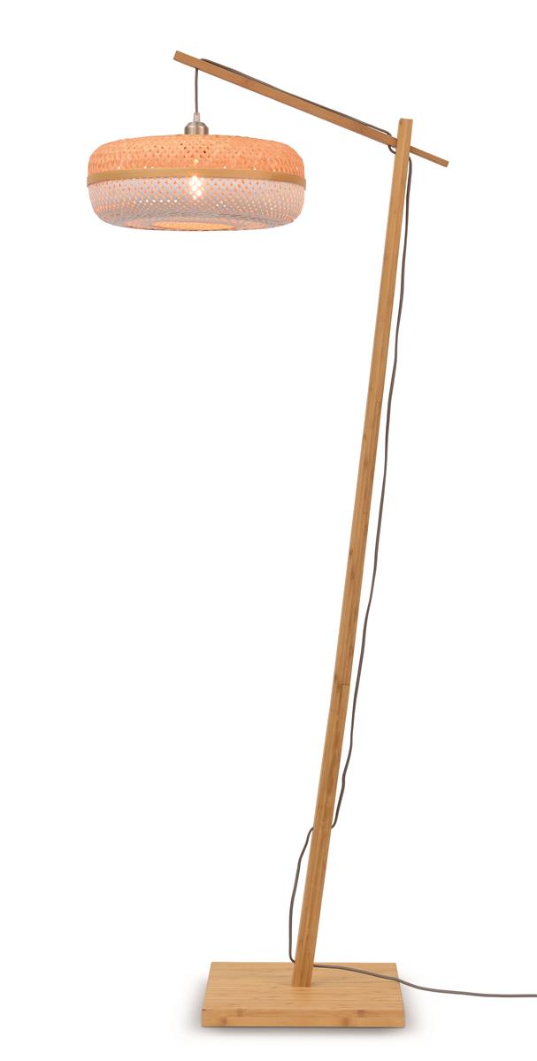 Good&Mojo I Stehleuchte I PALAWAN I Farbe: Natur/Schwarz/Weiß I Schirm: Ø40 x 15