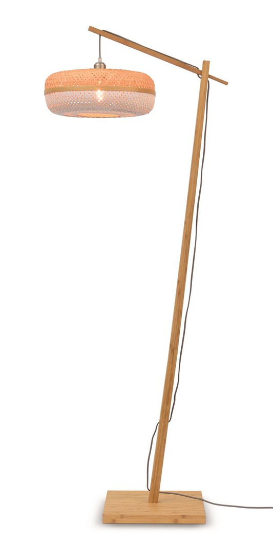 Good&Mojo I Stehleuchte I PALAWAN I Farbe: Natur/Schwarz/Weiß I Schirm: Ø40 x 15