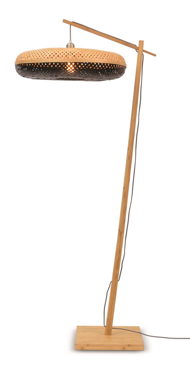 Good&Mojo I Stehleuchte I PALAWAN I Farbe: Natur/Schwarz I Schirm: Ø60 x 15