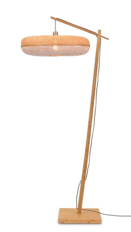 Good&Mojo I Stehleuchte I PALAWAN I Farbe: Natur/Weiß I Schirm: Ø60 x 15