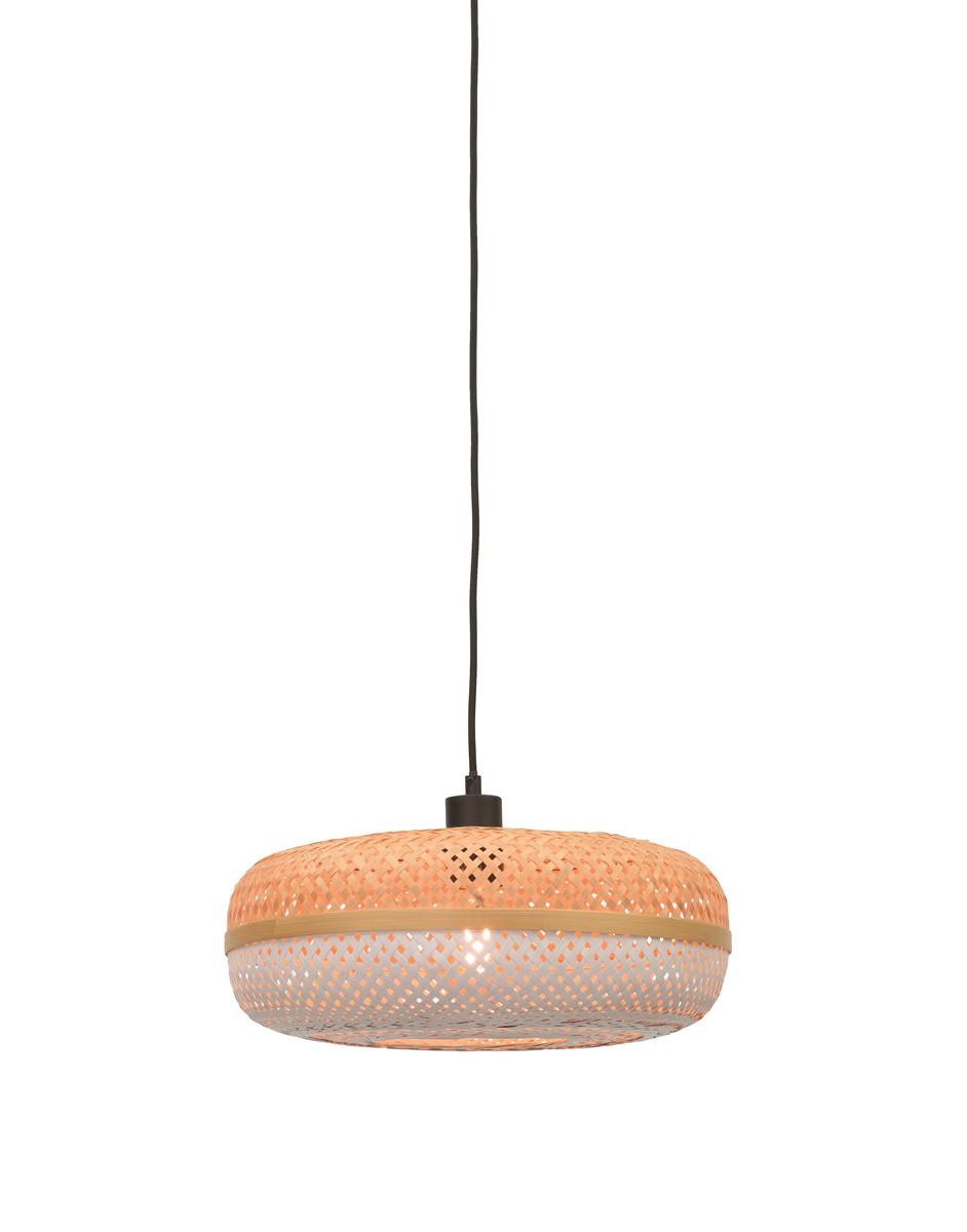 Good&Mojo I Hängeleuchte I PALAWAN I Farbe: Natur/Schwarz/Weiß I Schirm: Ø40 x 15