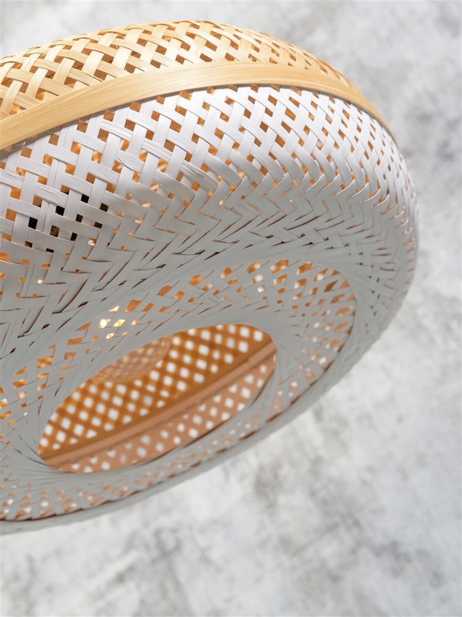 Good&Mojo I Stehleuchte I PALAWAN I Farbe: Natur/Schwarz/Weiß I Schirm: Ø40 x 15