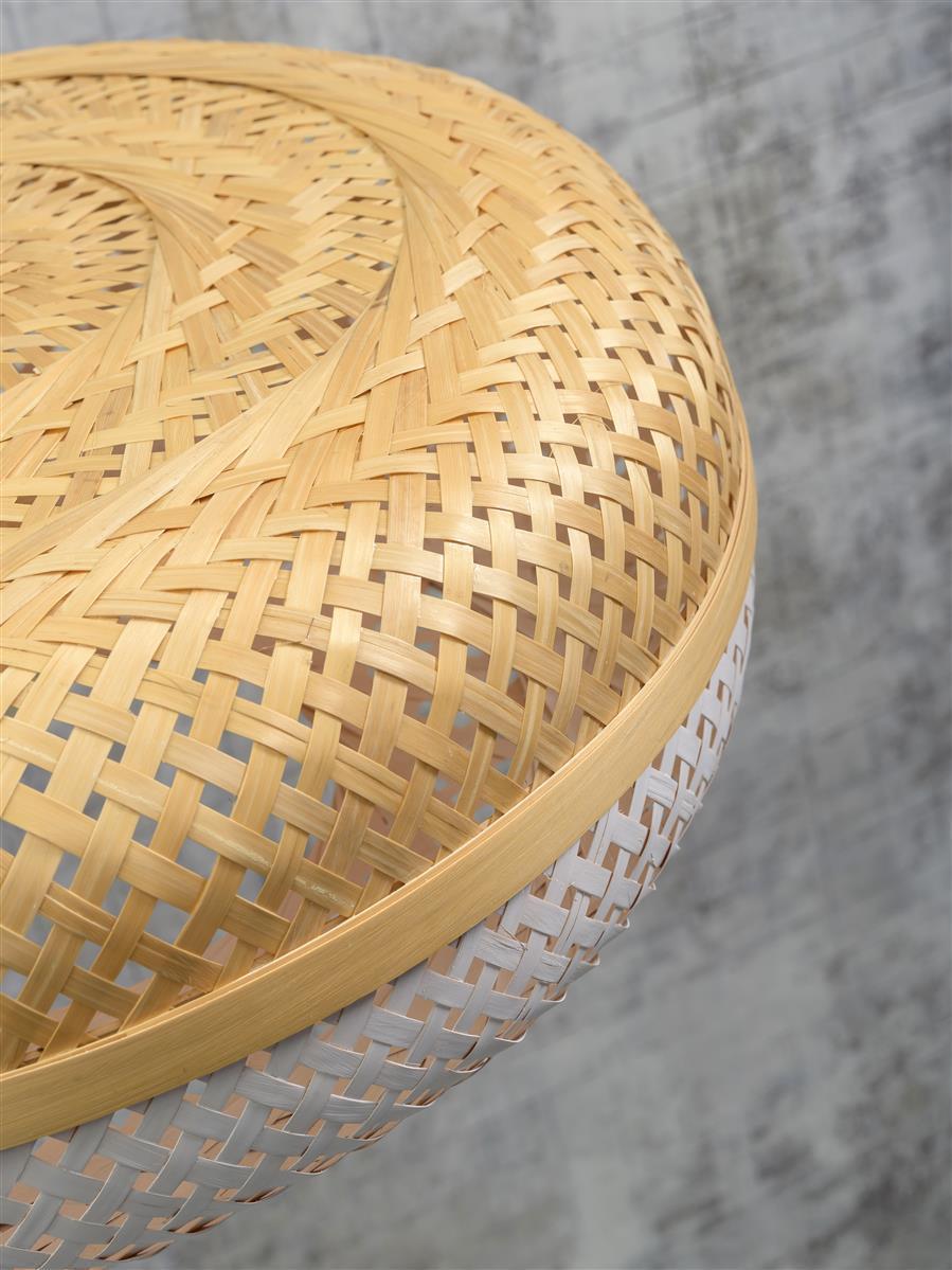 Good&Mojo I Stehleuchte I PALAWAN I Farbe: Natur/Schwarz/Weiß I Schirm: Ø40 x 15