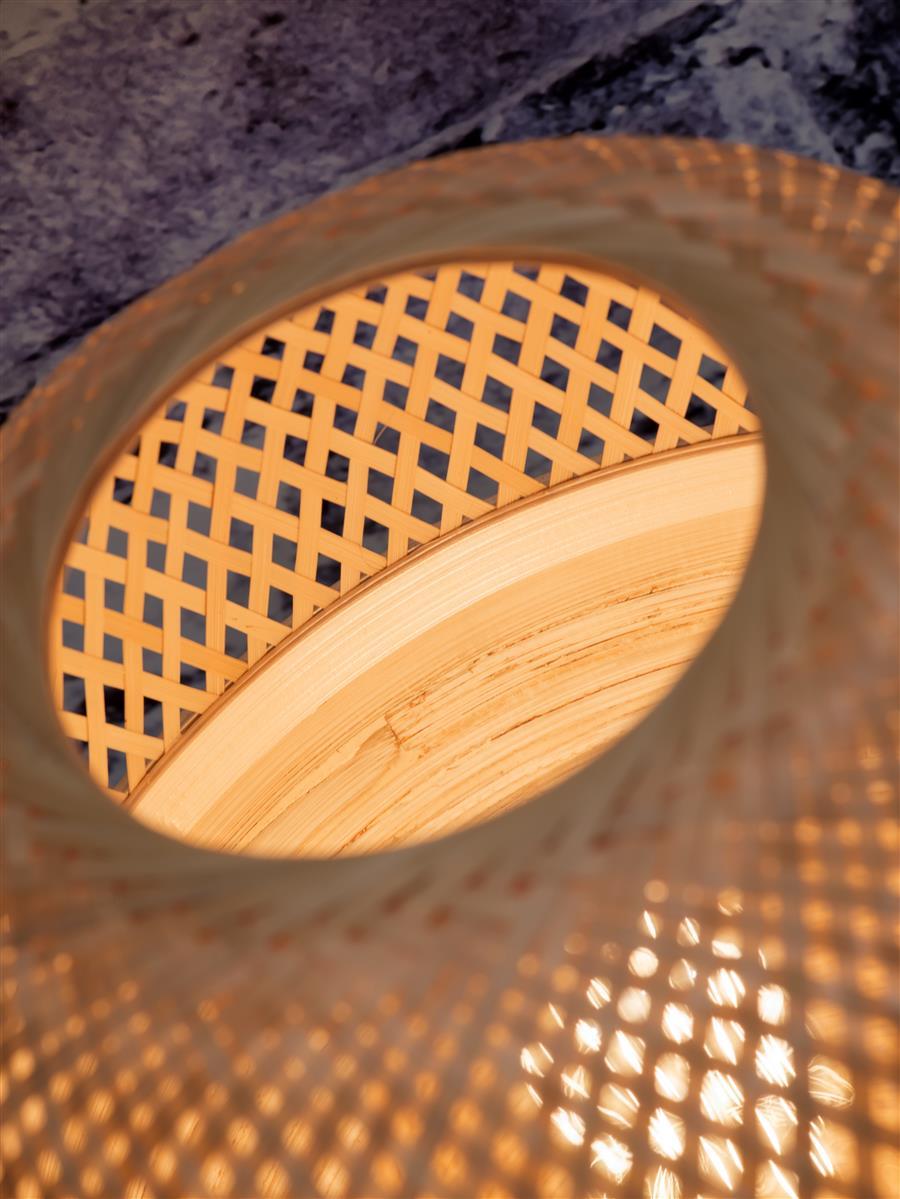 Good&Mojo I Tischleuchte I MEKONG I Farbe: Weiß/Natur I Schirm: Ø30 x 33