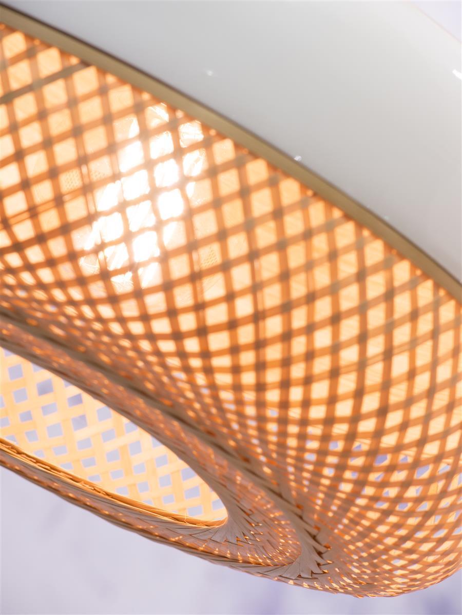 Good&Mojo I Deckenleuchte I MEKONG I Farbe: Natur/Weiß I Schirm: Ø44 x 22