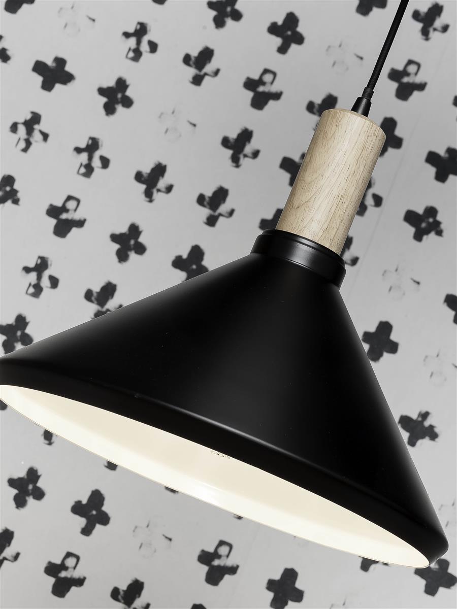 it's about RoMi I Hängeleuchte I MELBOURNE I Farbe: Schwarz/Holz I Schirm: Ø35 x 30