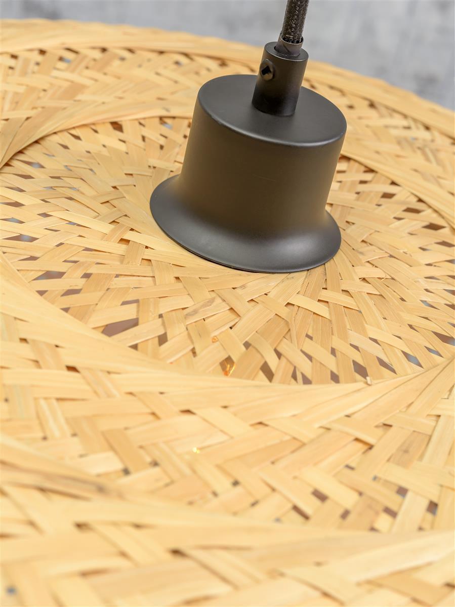 Good&Mojo I Stehleuchte I PALAWAN I Farbe: Natur/Schwarz I Schirm: Ø40 x 15