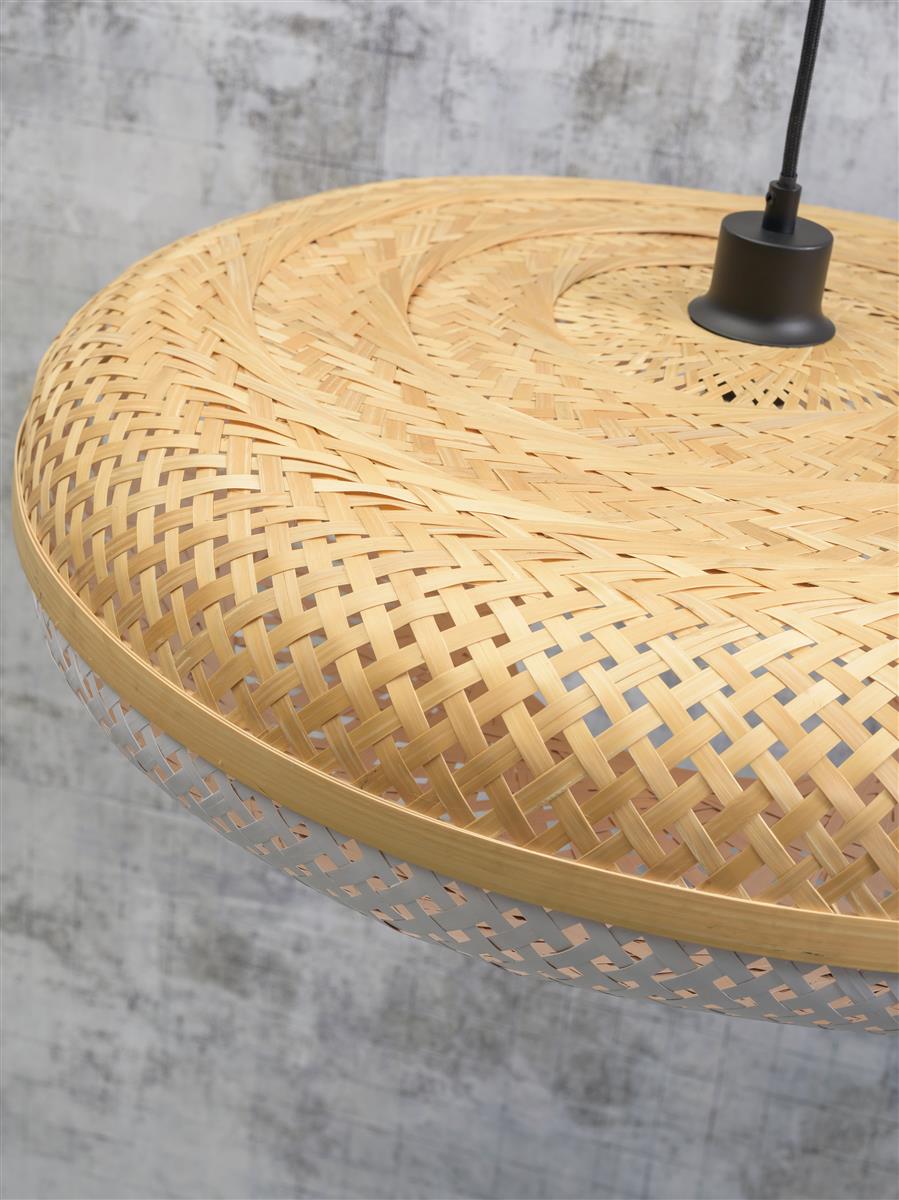 Good&Mojo I Hängeleuchte I PALAWAN I Farbe: Natur/Schwarz/Weiß I Schirm: Ø60 x 15