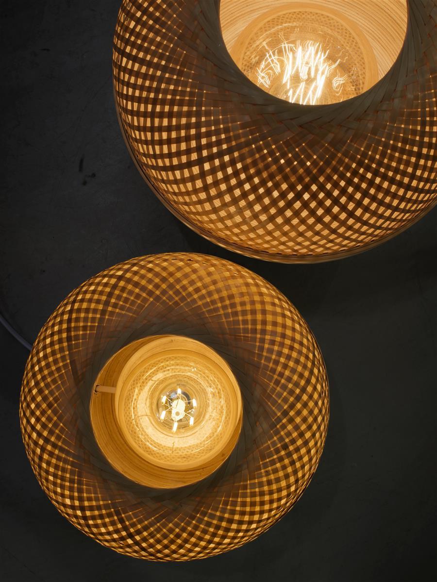 Good&Mojo I Tischleuchte I MEKONG I Farbe: Weiß/Natur I Schirm: Ø30 x 33