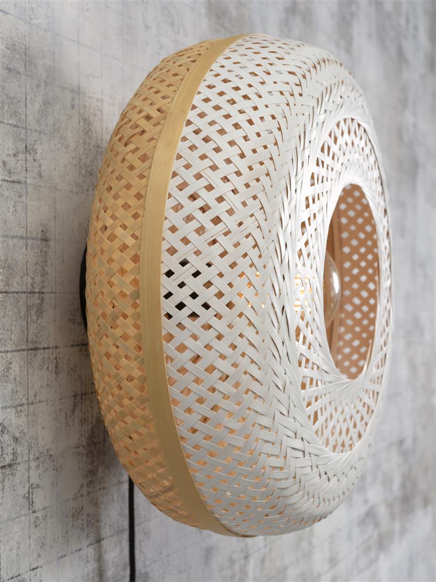 Good&Mojo I Wandleuchte I PALAWAN I Farbe: Natur/Schwarz/Weiß I Schirm: Ø40 x 15