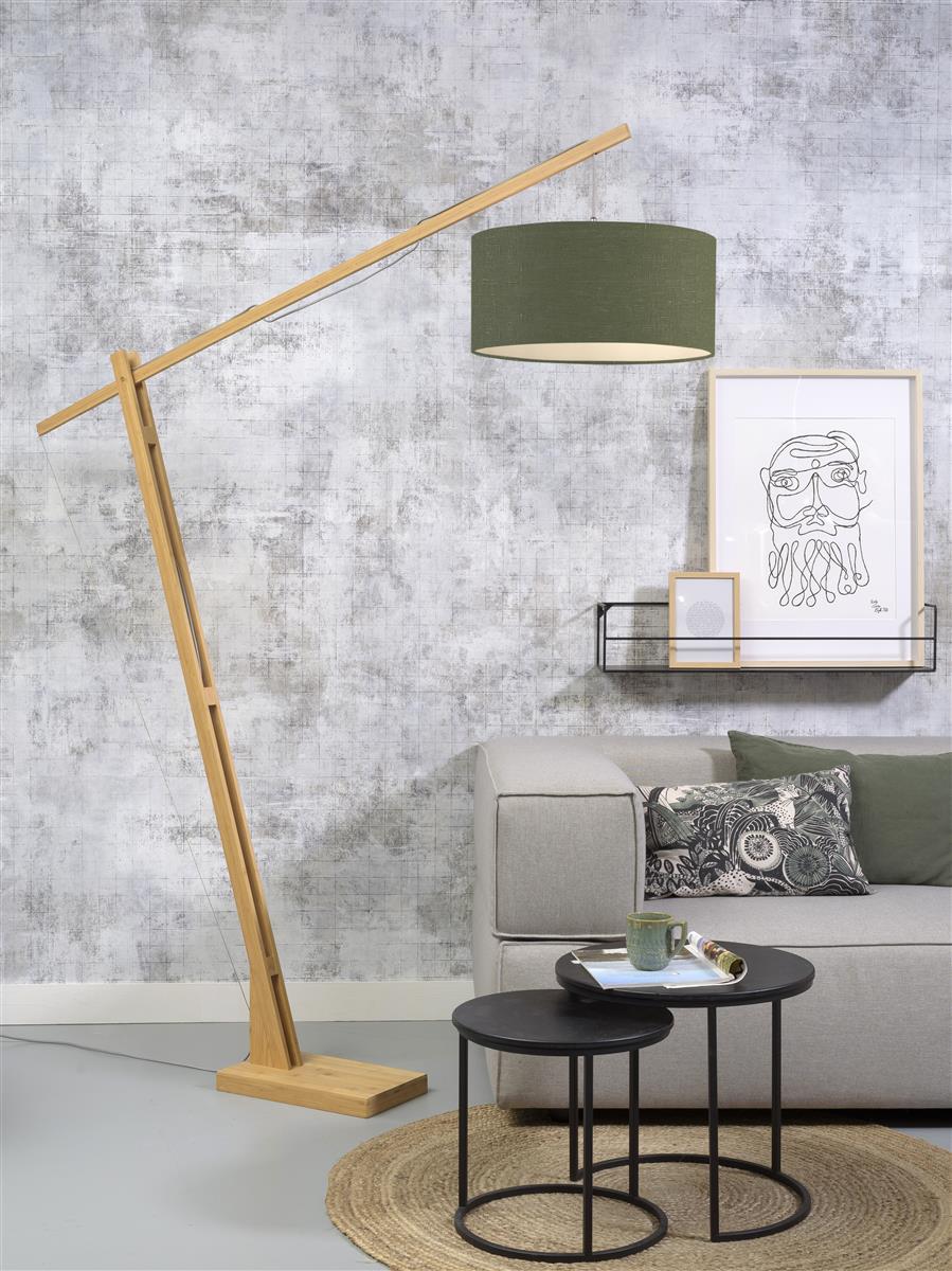 Good&Mojo I Stehleuchte I MONTBLANC I Farbe: blaues Denim I Schirm: Ø47 x 23