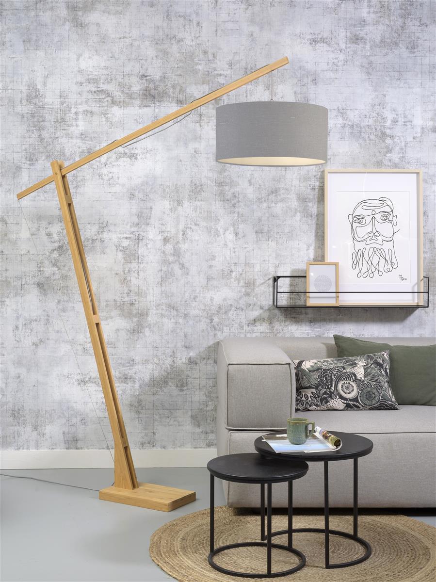 Good&Mojo I Stehleuchte I MONTBLANC I Farbe: Grüner Wald I Schirm: Ø47 x 23