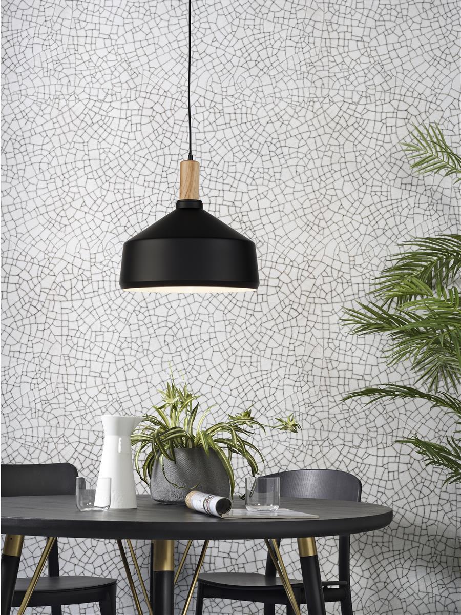 it's about RoMi I Hängeleuchte I MELBOURNE I Farbe: Schwarz/Holz I Schirm: Ø35 x 34