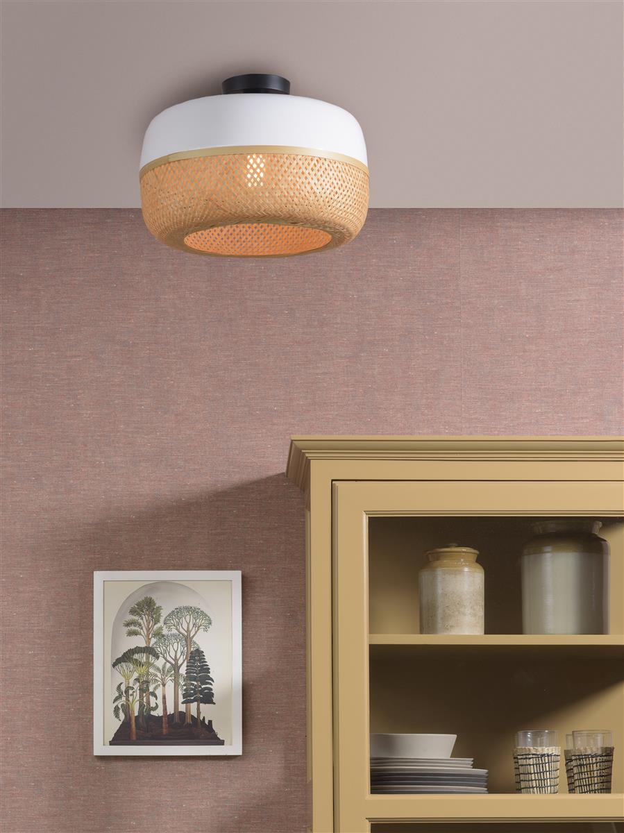 Good&Mojo I Deckenleuchte I MEKONG I Farbe: Natur/Weiß I Schirm: Ø44 x 22