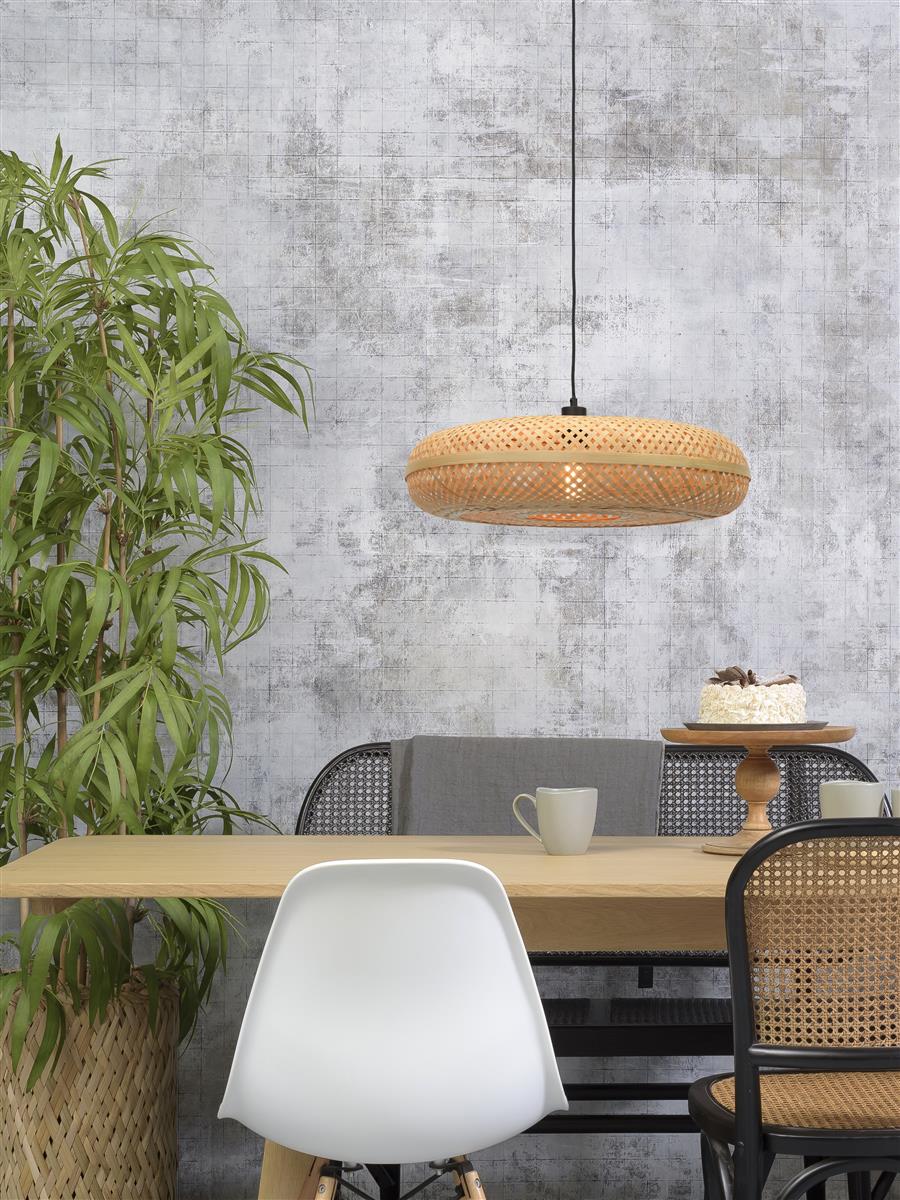 Good&Mojo I Hängeleuchte I PALAWAN I Farbe: Natur/Schwarz I Schirm: Ø60 x 15