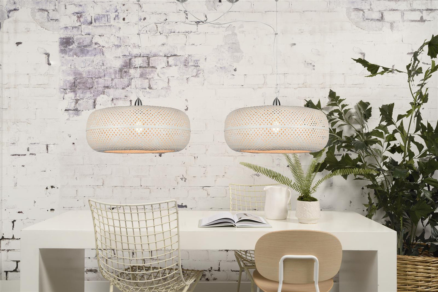 Good&Mojo I Hängeleuchte I PALAWAN I Farbe: Weiß I Schirm: Ø60 x 25