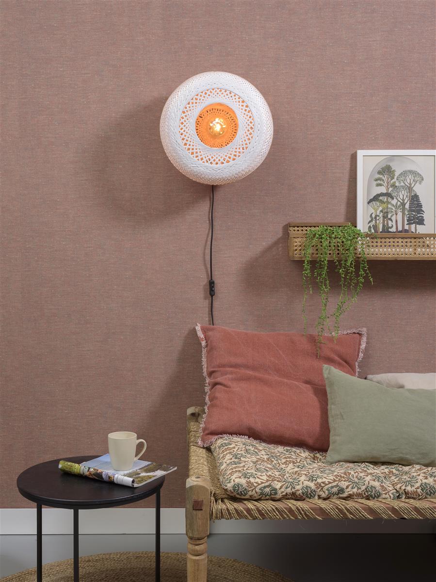 Good&Mojo I Wandleuchte I PALAWAN I Farbe: Natur/Schwarz/Weiß I Schirm: Ø40 x 15