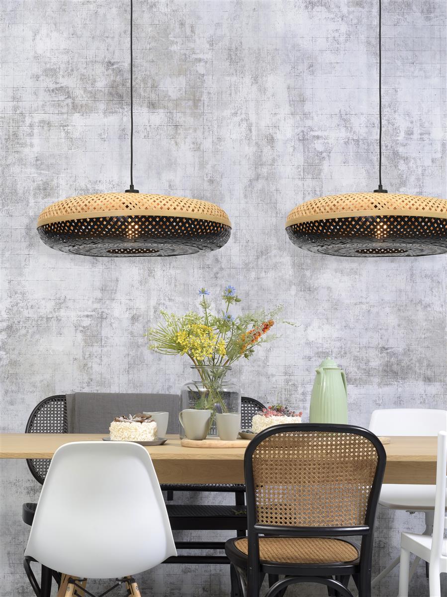 Good&Mojo I Hängeleuchte I PALAWAN I Farbe: Natur/Schwarz I Schirm: Ø60 x 15