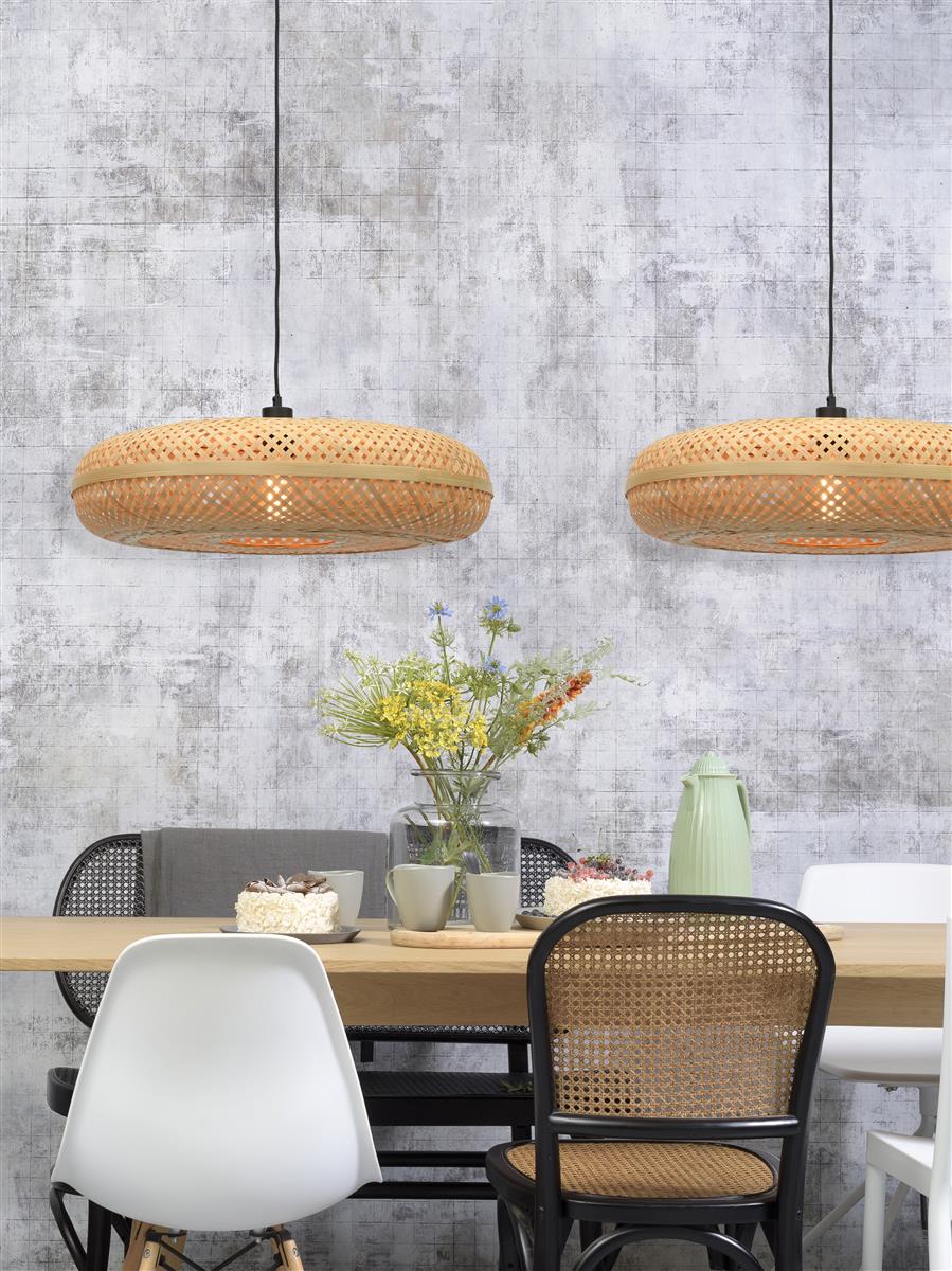 Good&Mojo I Hängeleuchte I PALAWAN I Farbe: Natur/Schwarz I Schirm: Ø60 x 15