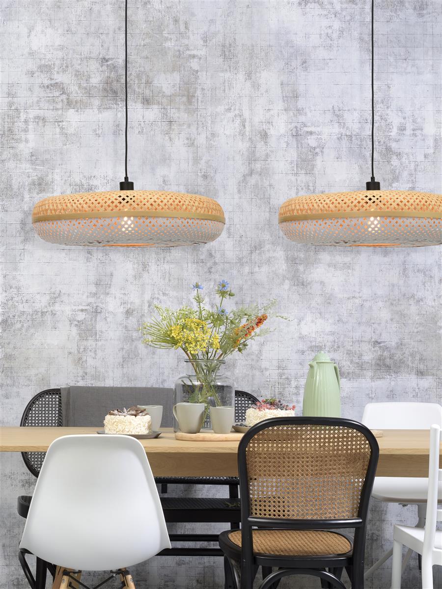 Good&Mojo I Hängeleuchte I PALAWAN I Farbe: Natur/Schwarz/Weiß I Schirm: Ø60 x 15