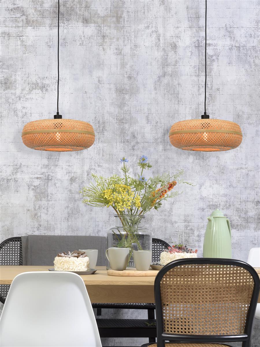 Good&Mojo I Hängeleuchte I PALAWAN I Farbe: Natur/Schwarz I Schirm: Ø40 x 15