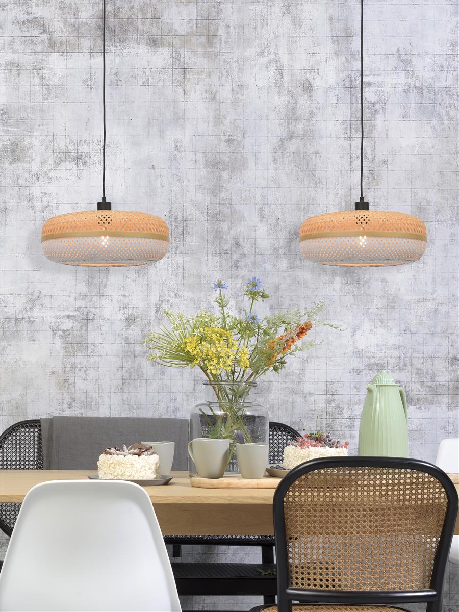 Good&Mojo I Hängeleuchte I PALAWAN I Farbe: Natur/Schwarz/Weiß I Schirm: Ø40 x 15