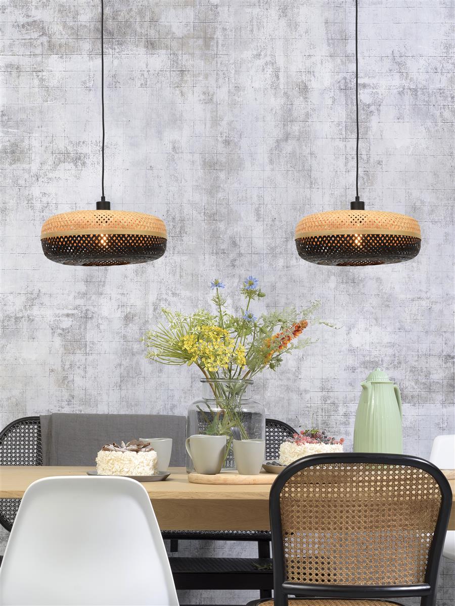 Good&Mojo I Hängeleuchte I PALAWAN I Farbe: Natur/Schwarz I Schirm: Ø40 x 15