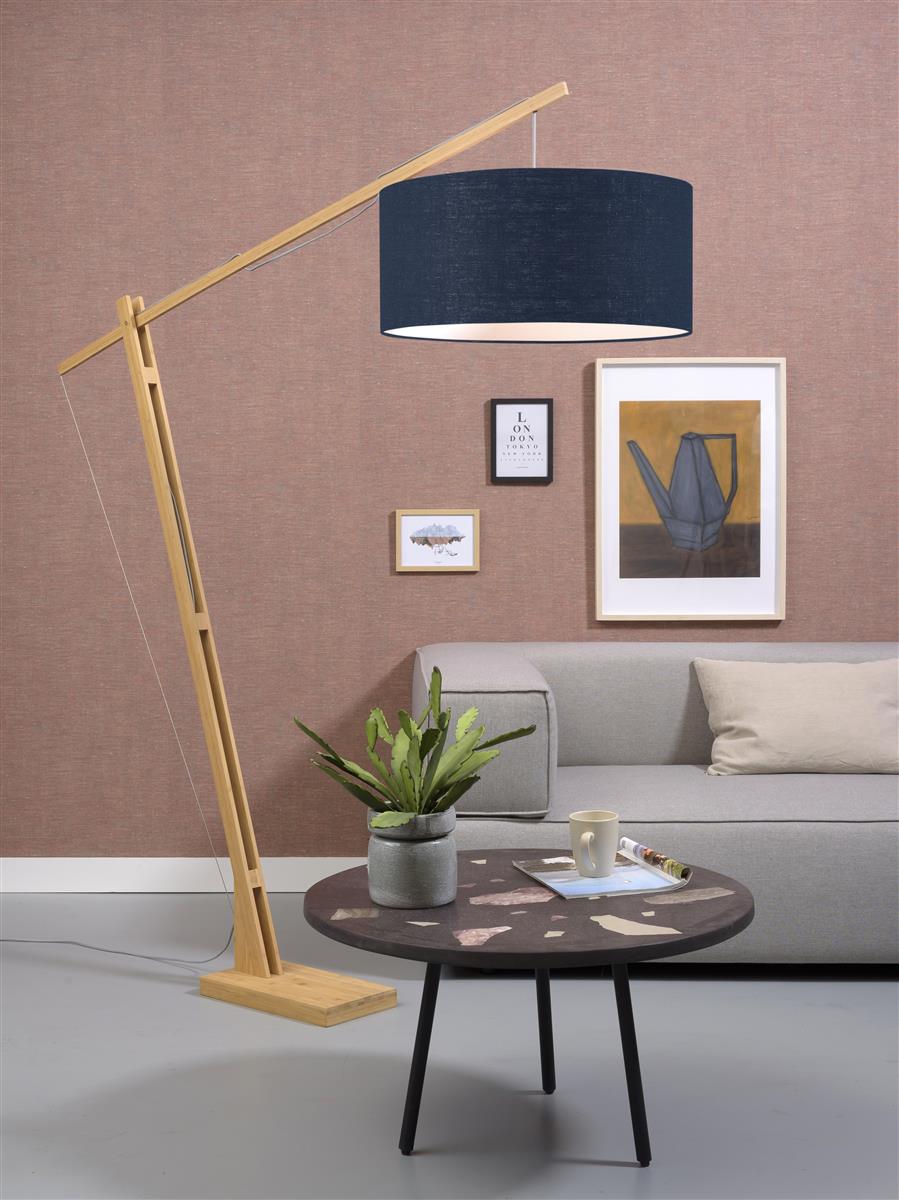 Good&Mojo I Stehleuchte I MONTBLANC I Farbe: Schwarzl/blaues Denim I Schirm: Ø60 x 30