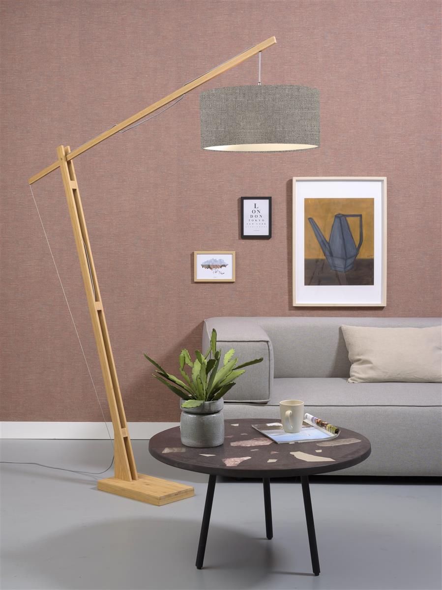 Good&Mojo I Stehleuchte I MONTBLANC I Farbe: dunkles Leinen I Schirm: Ø47 x 23