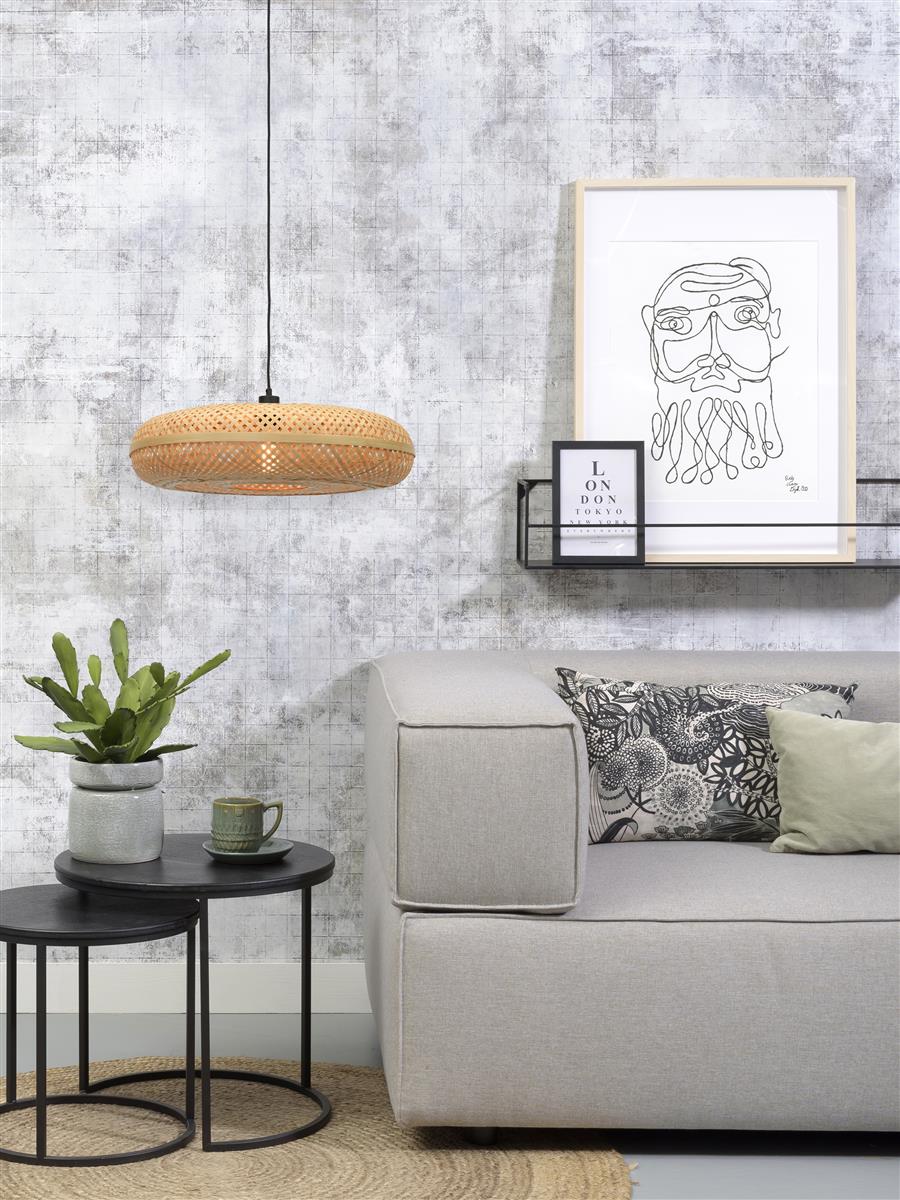 Good&Mojo I Hängeleuchte I PALAWAN I Farbe: Natur/Schwarz I Schirm: Ø60 x 15