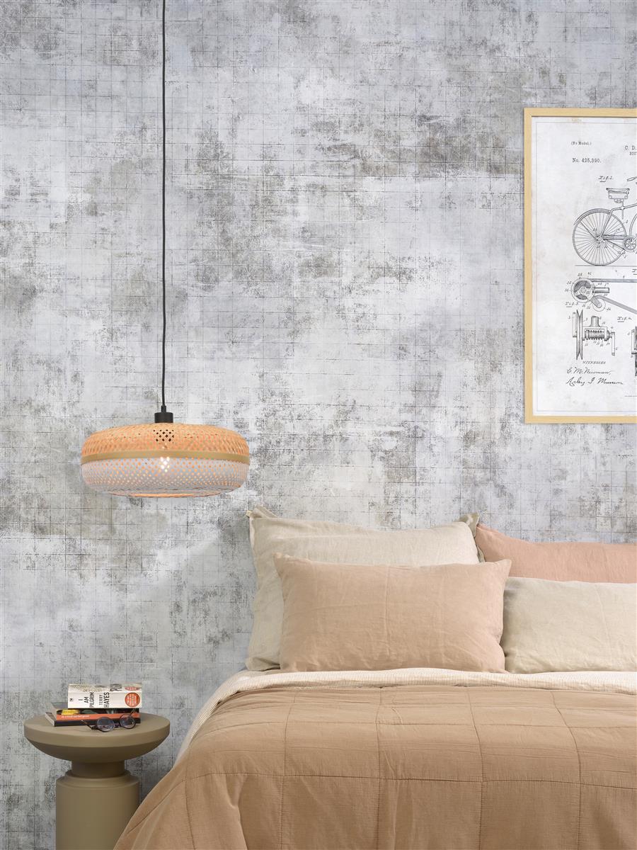 Good&Mojo I Hängeleuchte I PALAWAN I Farbe: Natur/Schwarz/Weiß I Schirm: Ø40 x 15