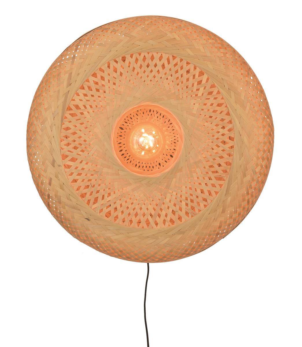 Good&Mojo I Wandleuchte I PALAWAN I Farbe: Natur/Schwarz I Schirm: Ø60 x 15