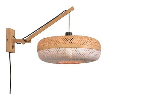 Good&Mojo I Wandleuchte I PALAWAN I Farbe: Natur/Schwarz/Weiß I Schirm: Ø40 x 15