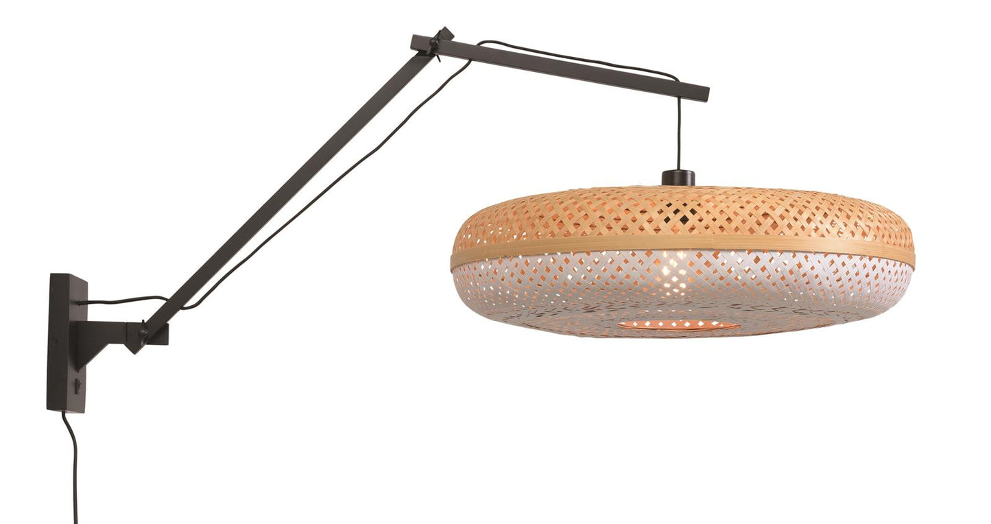 Good&Mojo I Wandleuchte I PALAWAN I Farbe: Natur/Schwarz/Weiß I Schirm: Ø60 x 15