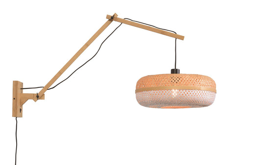 Good&Mojo I Wandleuchte I PALAWAN I Farbe: Natur/Weiß I Schirm: Ø40 x 15