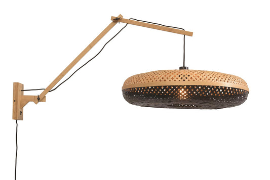 Good&Mojo I Wandleuchte I PALAWAN I Farbe: Natur/Schwarz I Schirm: Ø60 x 15