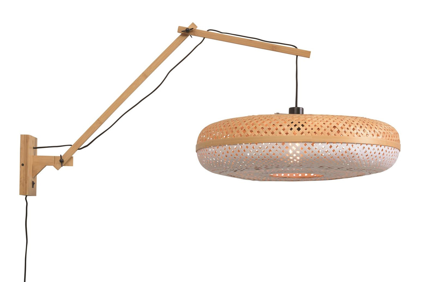 Good&Mojo I Wandleuchte I PALAWAN I Farbe: Natur/Schwarz/Weiß I Schirm: Ø60 x 15