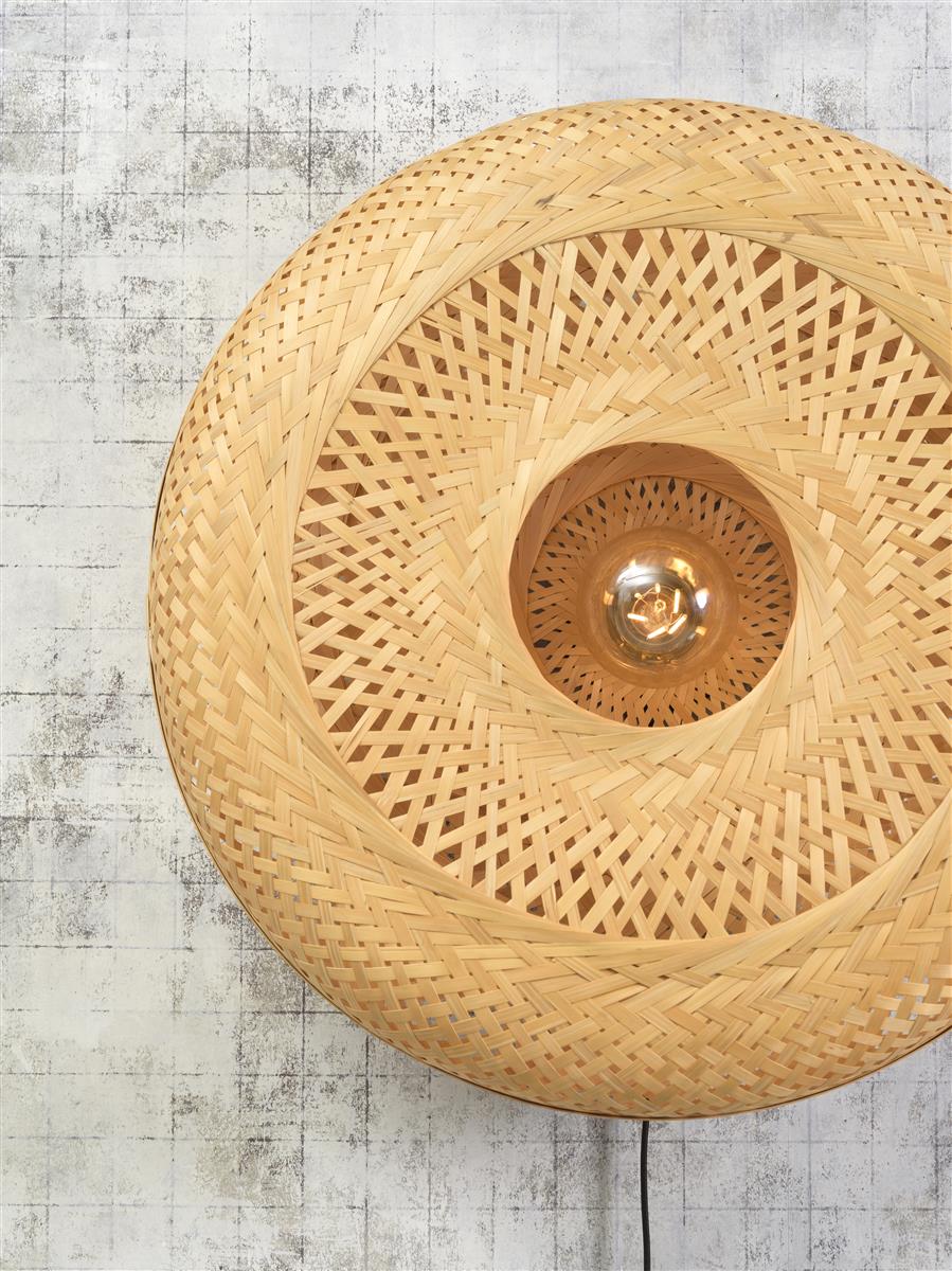 Good&Mojo I Wandleuchte I PALAWAN I Farbe: Natur/Schwarz I Schirm: Ø60 x 15