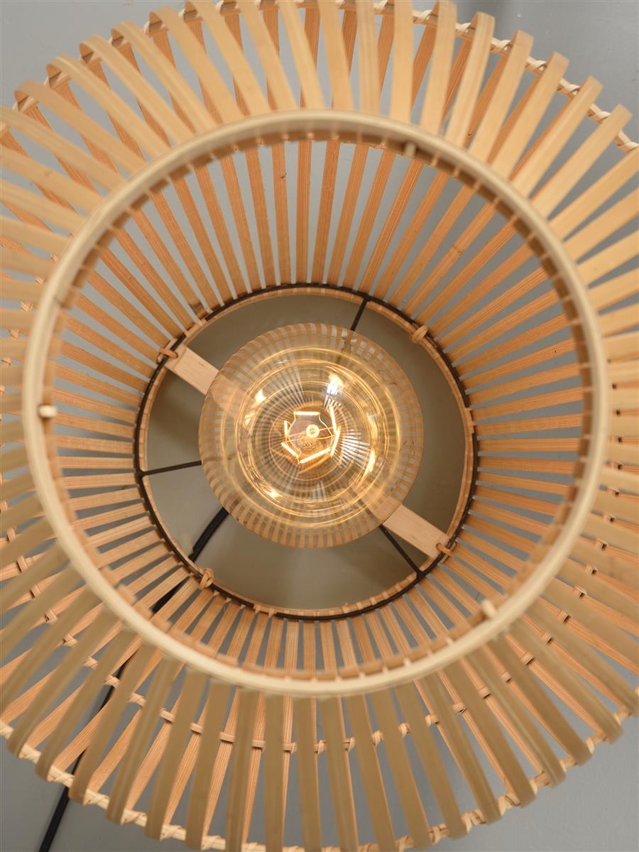 Good&Mojo I Hängeleuchte I TUVALU I Farbe: Natur/Schwarz I Schirm: Ø42 x 52