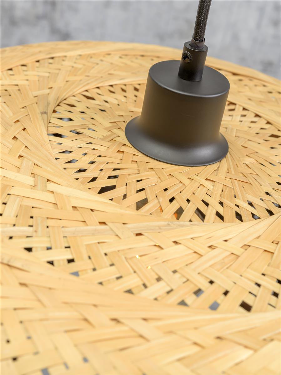 Good&Mojo I Wandleuchte I PALAWAN I Farbe: Natur/Schwarz I Schirm: Ø60 x 15