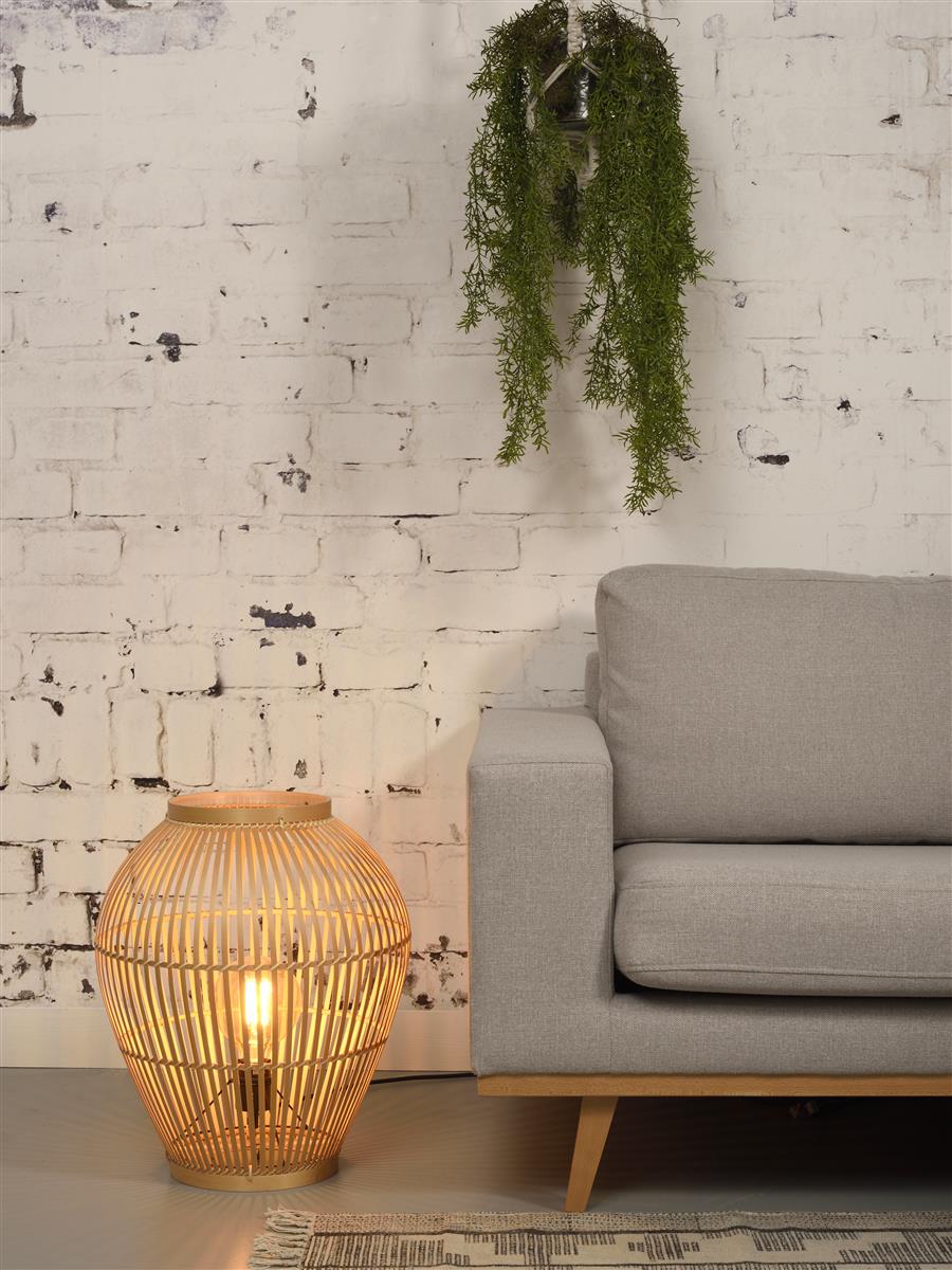 Good&Mojo I Hängeleuchte I TUVALU I Farbe: Natur/Schwarz I Schirm: Ø42 x 52