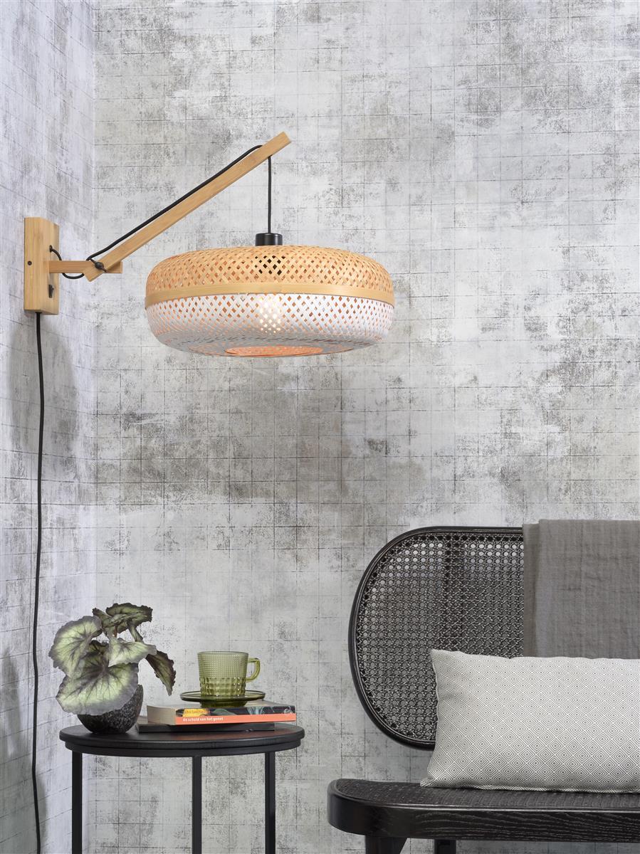 Good&Mojo I Wandleuchte I PALAWAN I Farbe: Natur/Schwarz/Weiß I Schirm: Ø40 x 15