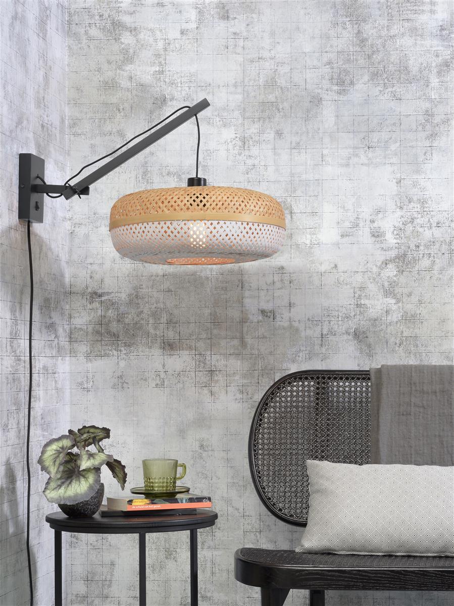 Good&Mojo I Wandleuchte I PALAWAN I Farbe: Natur/Schwarz/Weiß I Schirm: Ø40 x 15