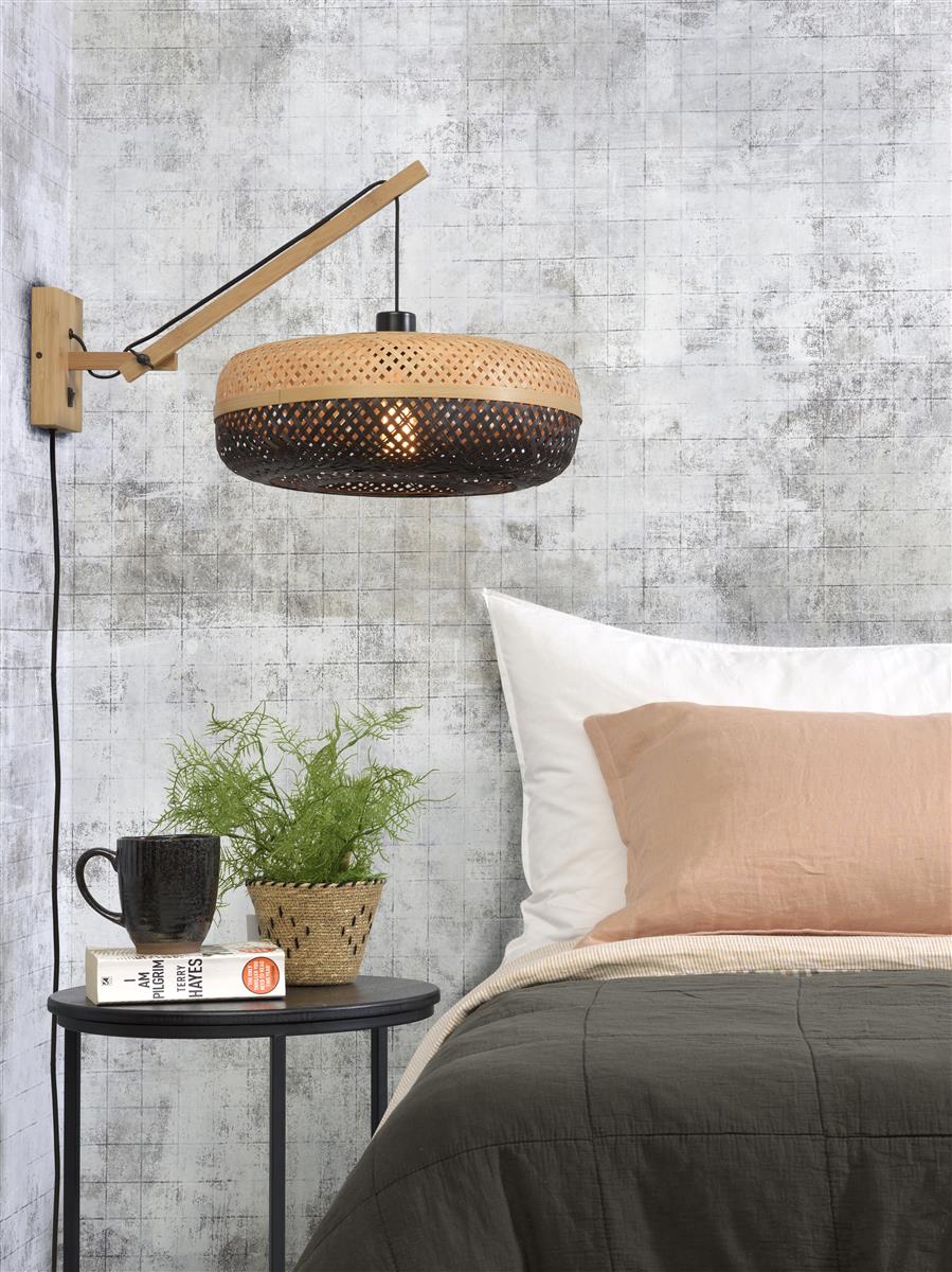 Good&Mojo I Wandleuchte I PALAWAN I Farbe: Natur/Schwarz I Schirm: Ø40 x 15