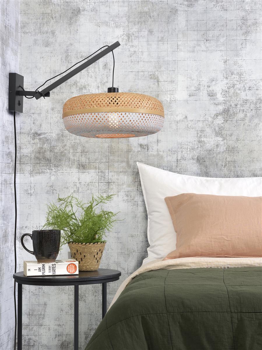 Good&Mojo I Wandleuchte I PALAWAN I Farbe: Natur/Schwarz/Weiß I Schirm: Ø40 x 15