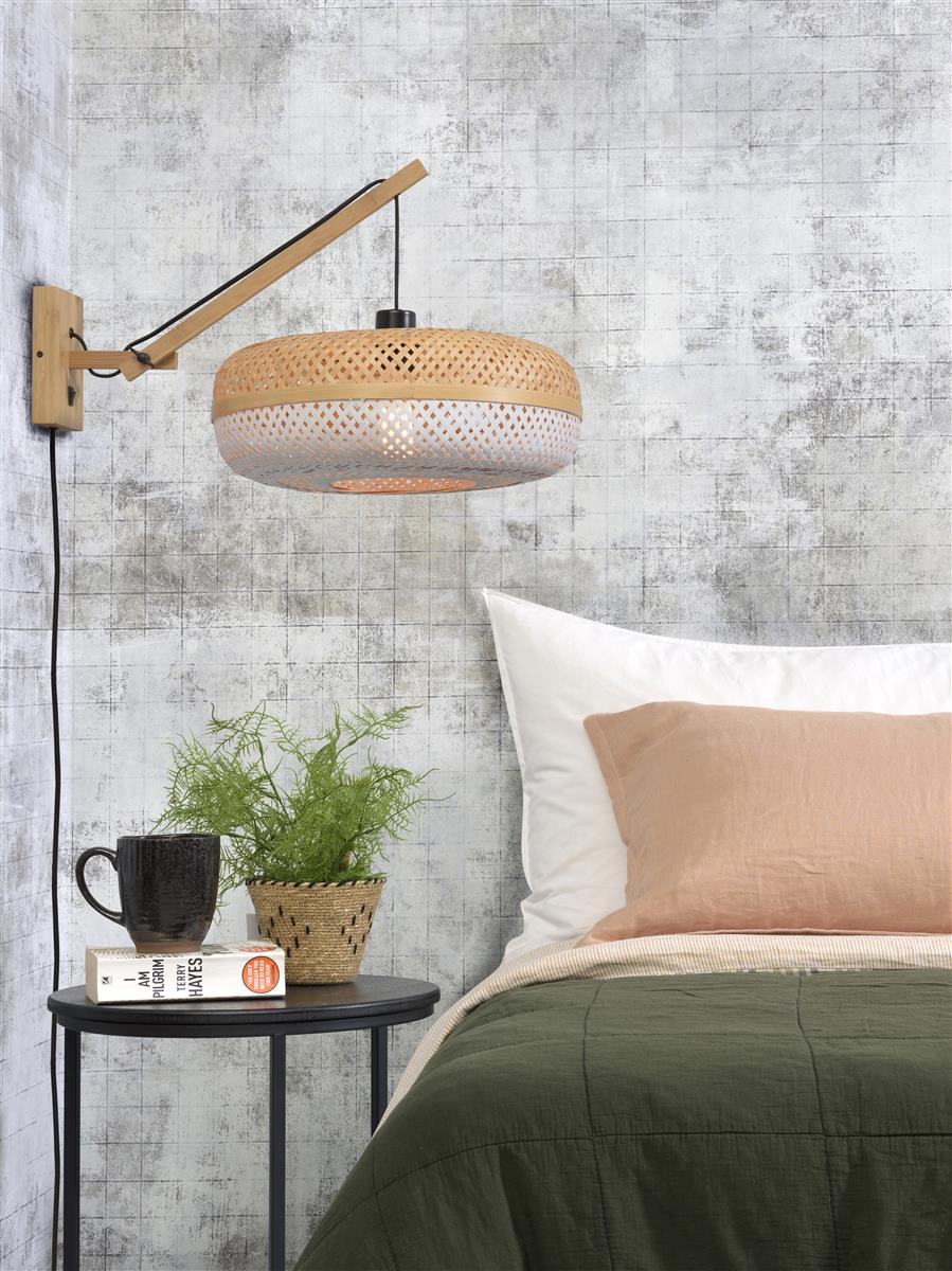 Good&Mojo I Wandleuchte I PALAWAN I Farbe: Natur/Schwarz/Weiß I Schirm: Ø40 x 15
