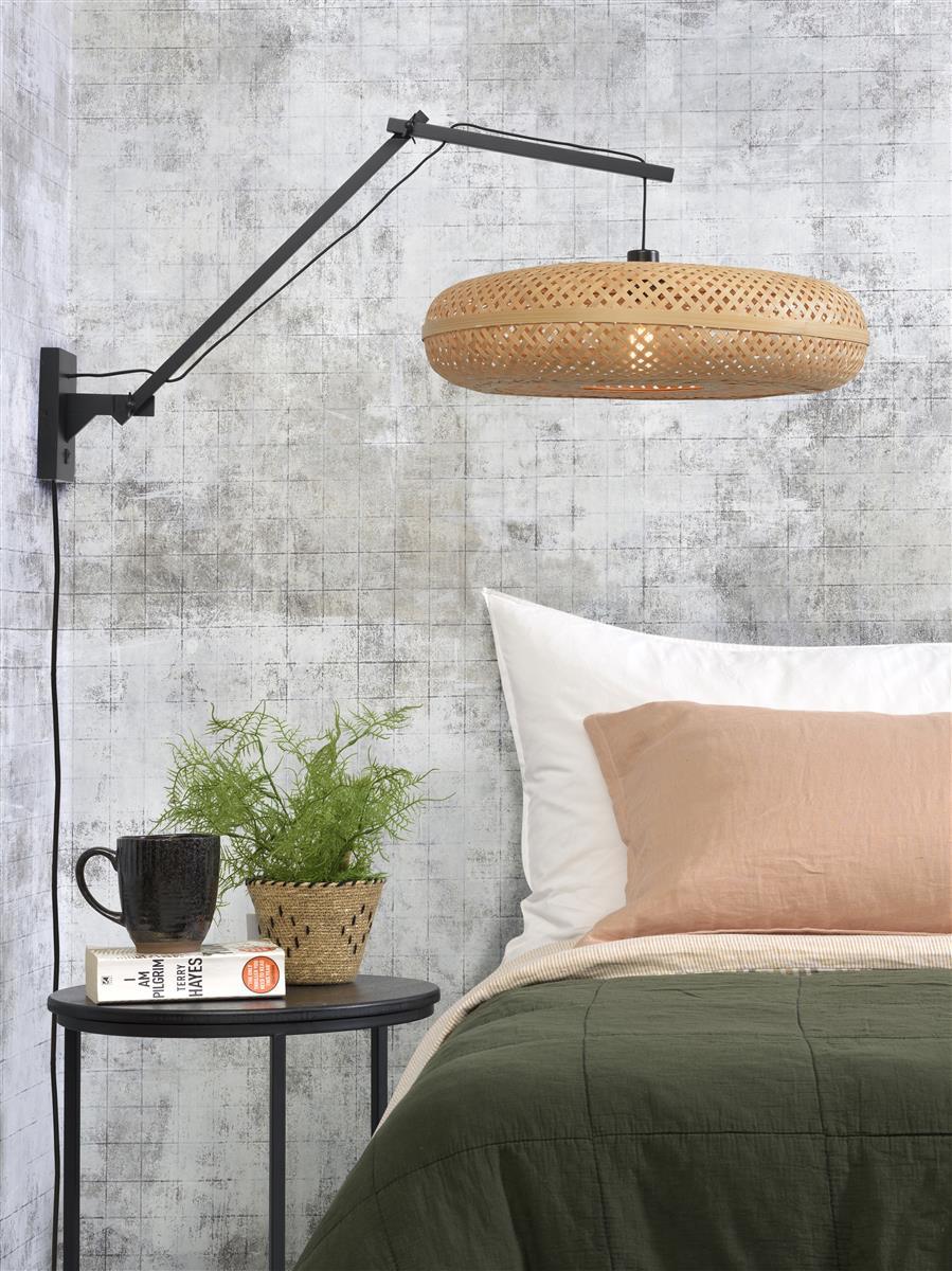 Good&Mojo I Wandleuchte I PALAWAN I Farbe: Schwarz/Natur I Schirm: Ø40 x 15