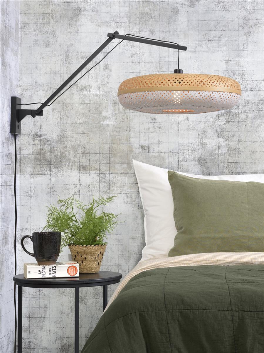 Good&Mojo I Wandleuchte I PALAWAN I Farbe: Natur/Schwarz/Weiß I Schirm: Ø60 x 15