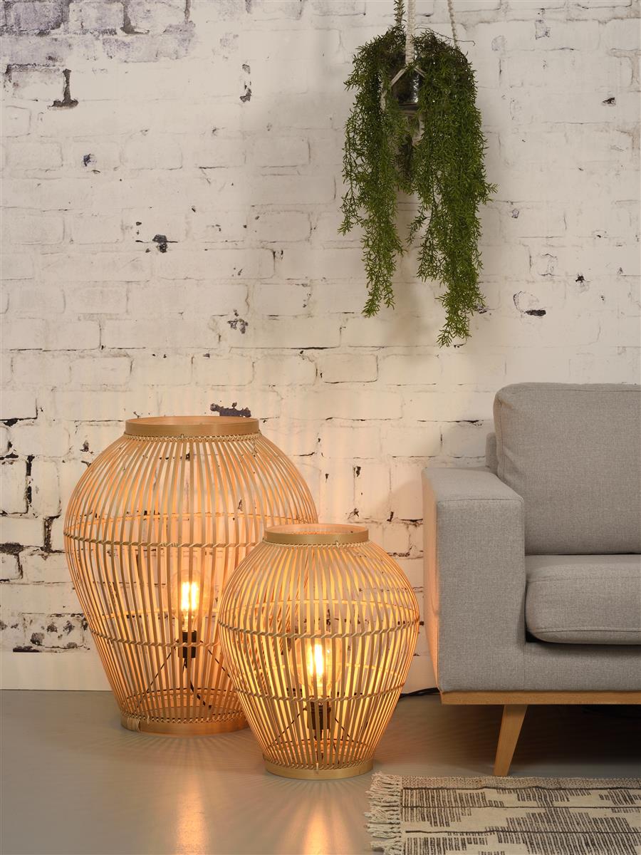 Good&Mojo I Hängeleuchte I TUVALU I Farbe: Natur/Schwarz I Schirm: Ø42 x 52