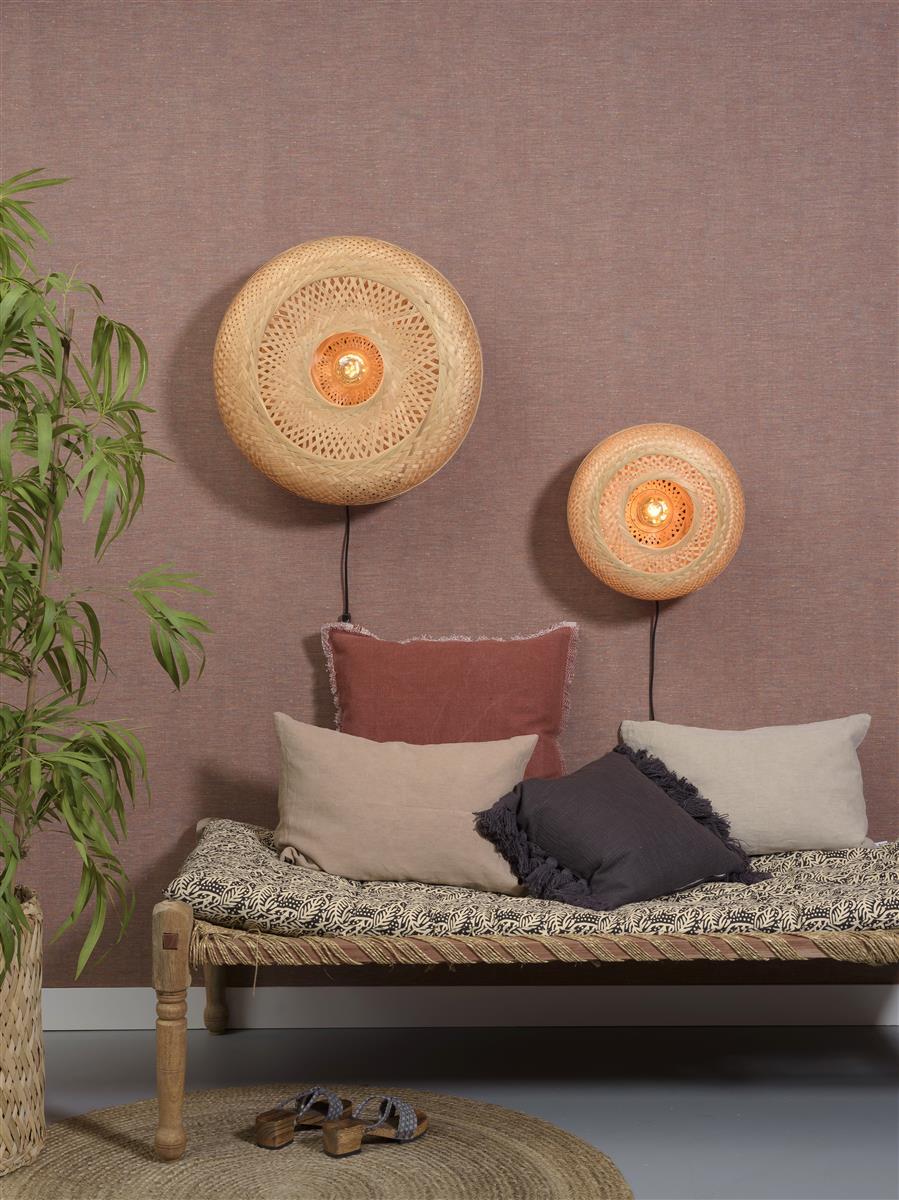 Good&Mojo I Wandleuchte I PALAWAN I Farbe: Natur/Schwarz I Schirm: Ø60 x 15